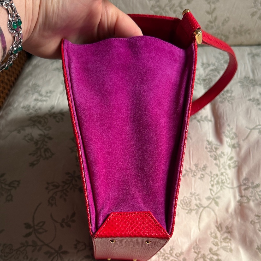 Andrea Pfister Vintage Red Leather and Purple Suede Purse - Picture 7 of 17